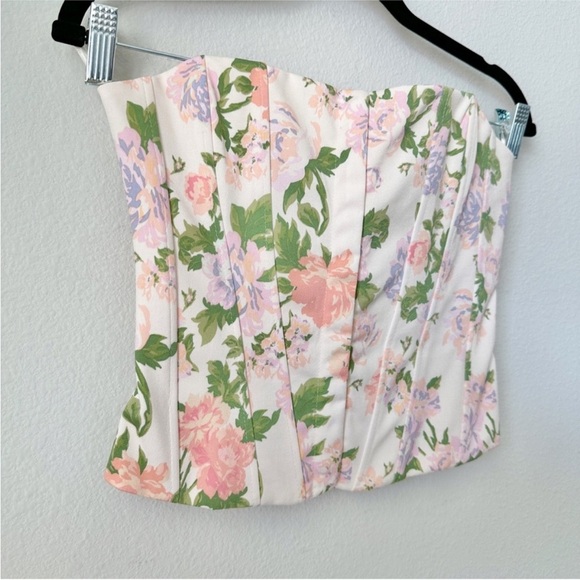 Zara Floral Corset Top in Ivory Multi BLOGGERS FAVORITE!!! NWT - Picture 7 of 16